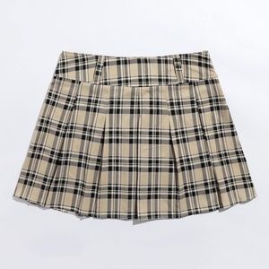 SHEIN Plaid Inverted Pleat High-Rise Mini Skirt